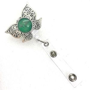 Handmade 18mm Snap Retractable Pull ID Badge Holder Reel?Recoll &clip Butterfly